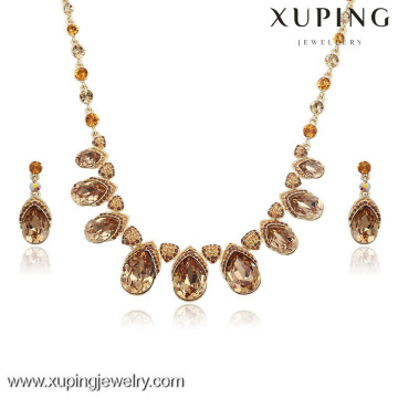 63907 Xuping Luxury Drop Crystal Wedding Bridal Rhinestone Jewelry Set